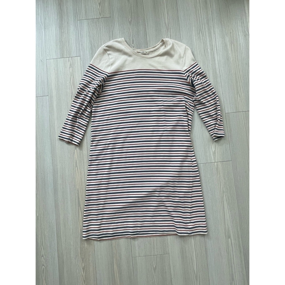 Marine Layer Women's Striped Shift Midi Dress Size M Crewneck Coastal